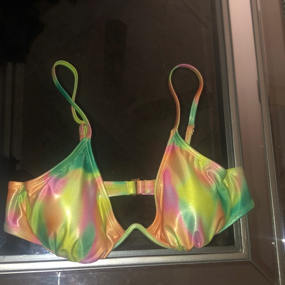 Multicolored neon bikini top shiny large - Picture 1 of 3